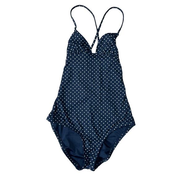 Madewell Polka Dot One Piece Open Back Swimsuit Retro Pin Up Resort - Size 2 - Picture 2 of 11